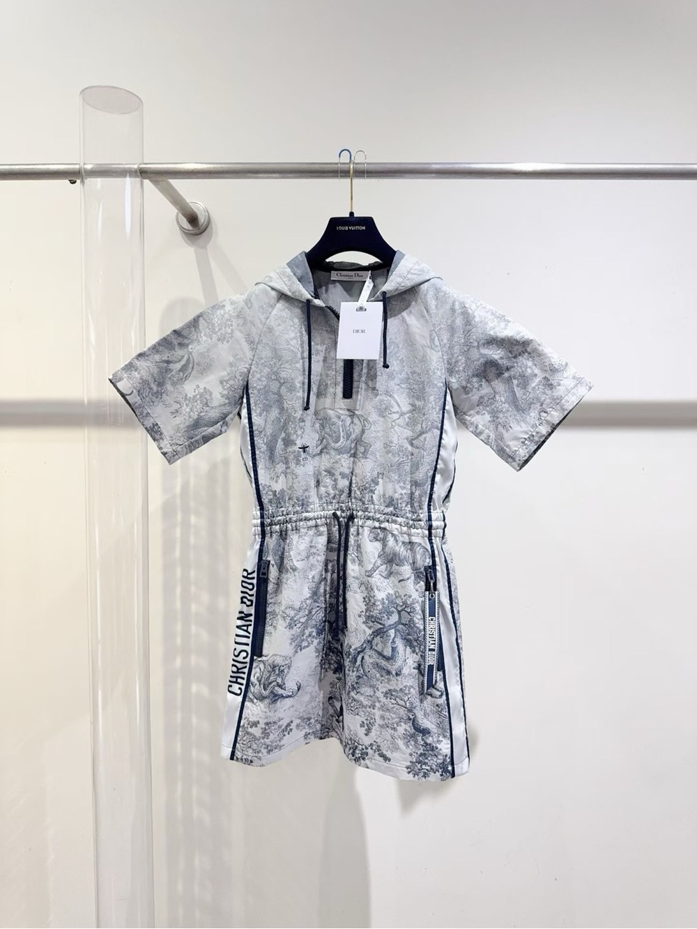 π©steal Dior Short-Sleeve Hooded Pajama Set - Light Gray Toile